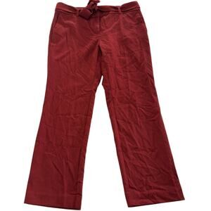 LOFT Pants Womens 4 Red Straight Mid Rise Ankle Trouser Tie Waist